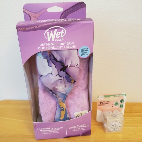 Wet Brush Detangle Hair Brush & Towel Twist + invisibobble Traceless Hair Ring - Picture 2 of 8